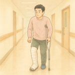 手術2日目はついにリハビリ開始。片松葉デビューとCPMで膝が悲鳴